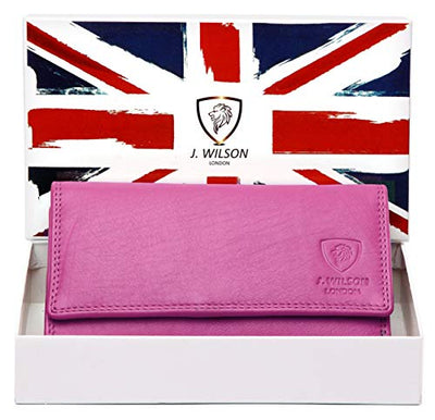 J. Wilson London Ladies RFID Protection Real Leather Purse Card Women Wallet Zip Coin Pocket