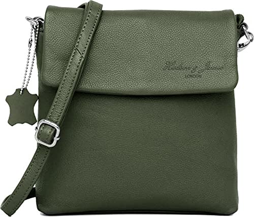 Hudson & James Designer Genuine Leather Women Ladies Travel Satchel Everyday Crossover Cross body Work iPad Shoulder Handbag Bag