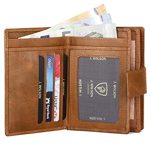 J. Wilson London Ladies RFID Safe Designer Leather Purse Card Women Wallet Zip Pocket Boxed