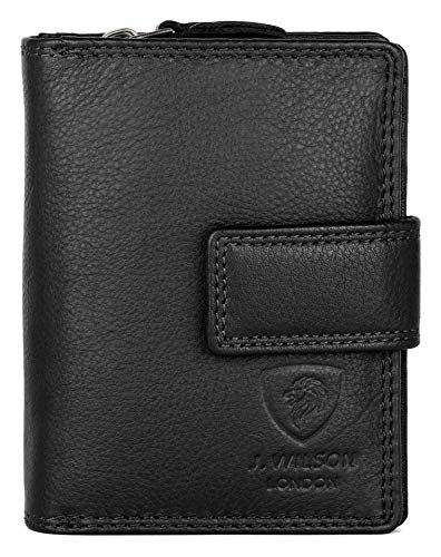 J. Wilson London Ladies RFID Safe Designer Soft Leather Purse Card Women Clutch Wallet with Zip Pocket Gift Boxed