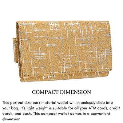 Ladies Designer Hudson & James Cork Vegan RFID Blocking Shield Compact Card Holder Wallet Purse Multi Card Women Clutch Wallet with Phone Pocket