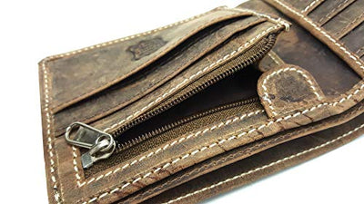 Mens Designer J Wilson RFID Blocking Genuine Real Leather Wallet with Zip Coin Pocket/Pouch Gift Boxed