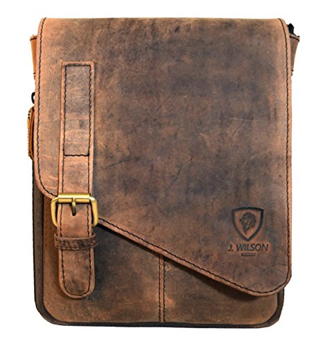 100% Pure Genuine Real Vintage Hunter Leather Handmade Mens Leather Flapover Everyday Crossover Shoulder Work IPAD Kindle Messenger Bag