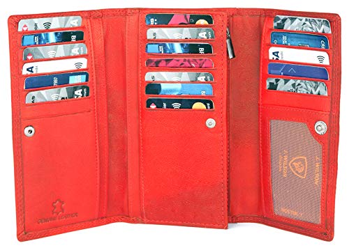 J. Wilson London Ladies RFID Protection Real Leather Purse Card Women Wallet Zip Coin Pocket