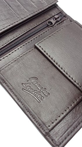 Buono Pelle Mens Bifold Coin Leather Wallet Black