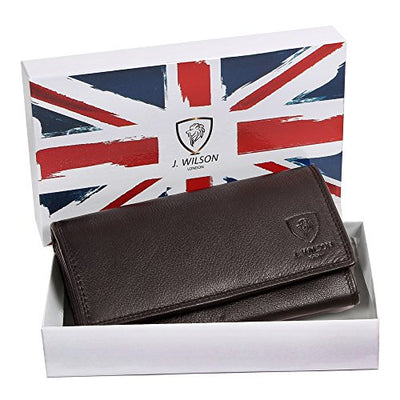 J. Wilson London Ladies RFID Protection Real Leather Purse Card Women Wallet Zip Coin Pocket