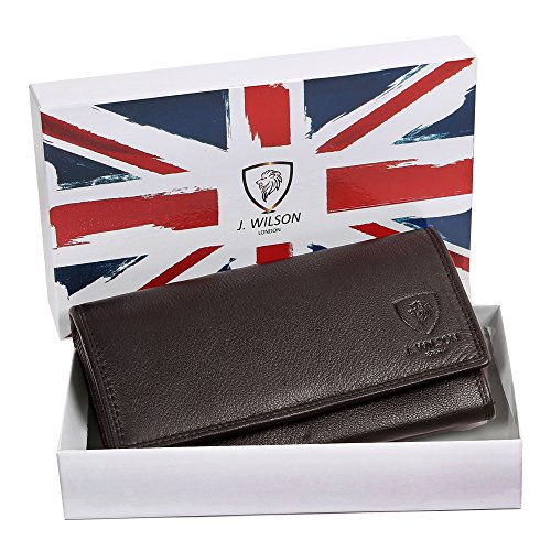 J. Wilson London Ladies RFID Protection Real Leather Purse Card Women Wallet Zip Coin Pocket