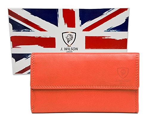 J. Wilson London Ladies RFID Safe Designer Leather Purse Card Women Wallet Zip Pocket Boxed