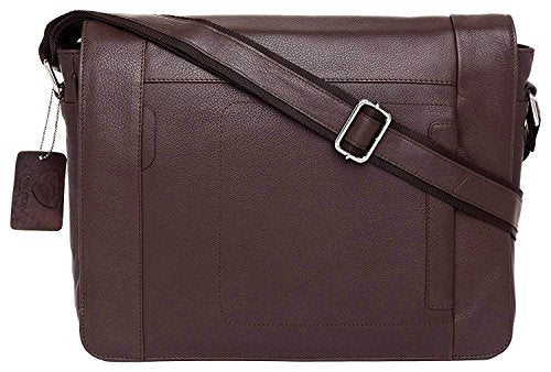 J. Wilson London - Designer Genuine Real Leather 14" Laptop Handmade Unisex Crossover Shoulder Messenger Briefcase Bag Satchel