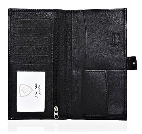 J Wilson Slimline Mens Large Quality Soft Leather Wallet Jacket Coat Travel