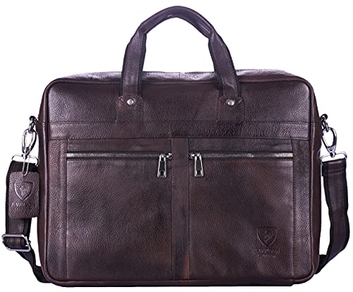 J WILSON London - Designer Genuine Real Distressed Leather 15" Laptop Handmade Unisex Crossover Flapover Everyday Crossover Work iPad Shoulder Messenger Briefcase Bag