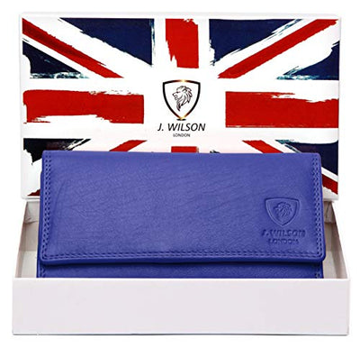 J. Wilson London Ladies RFID Protection Real Leather Purse Card Women Wallet Zip Coin Pocket