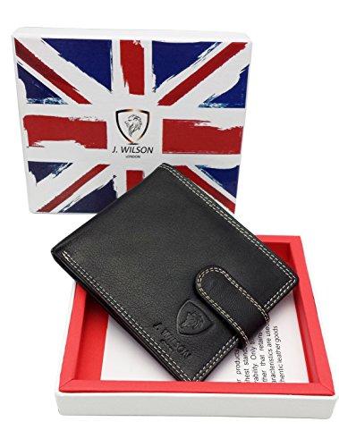 J. Wilson London RFID Blocking Protection Genuine Leather Mens Wallet Leather4u