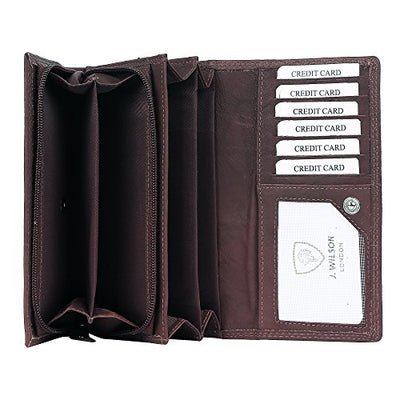 Ladies RFID Protection Real Leather Purse Card Women Wallet Zip Coin Pocket