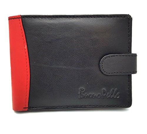 Buono Pelle Mens Bifold Coin Leather Wallet Black