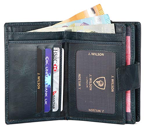 J. Wilson London Ladies RFID Safe Designer Leather Purse Card Women Wallet Zip Pocket Boxed