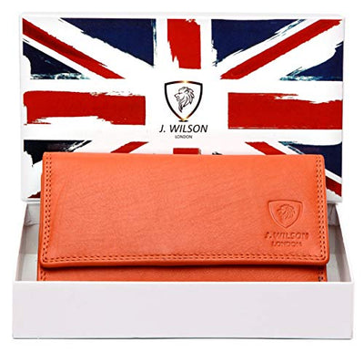 J. Wilson London Ladies RFID Protection Real Leather Purse Card Women Wallet Zip Coin Pocket