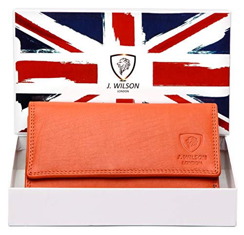 J. Wilson London Ladies RFID Protection Real Leather Purse Card Women Wallet Zip Coin Pocket